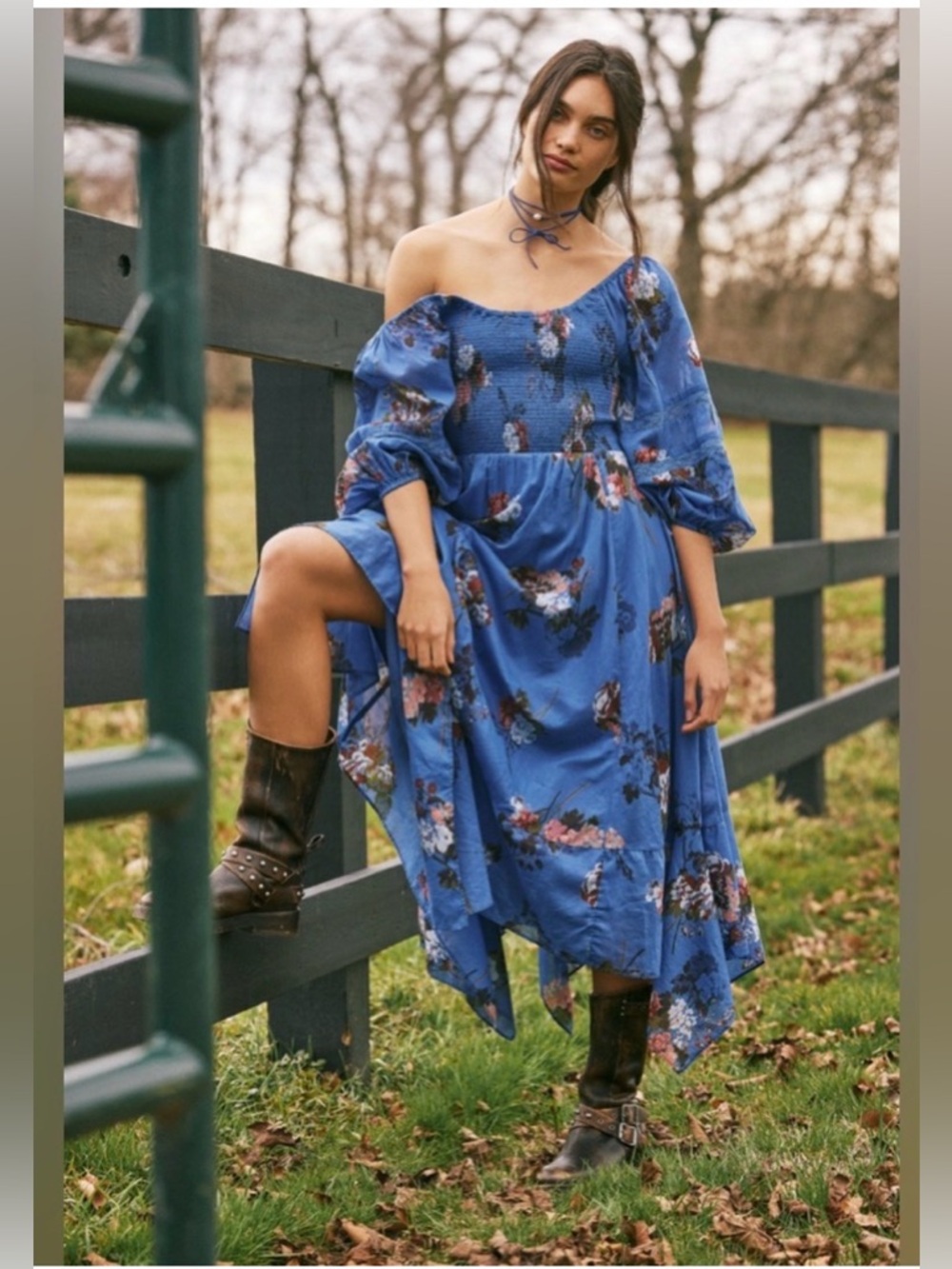 Free People Womens Morning Glory Maxi Dutch Blue Combo M